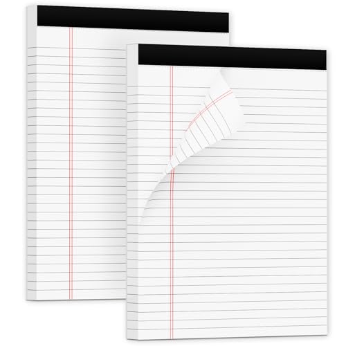 DORFAS Dicke Rechtsblöcke, 8,5 x 11 cm, breit liniert, weiß, Notizblock, 80 Blatt pro Blöcke, perforiertes Papier, Lernrücken, Schreibblöcke, 21,6 x 29,5 cm, liniertes Papier für Zuhause, Büro,