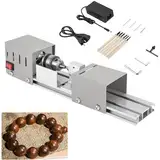 Holz-Drehmaschine mit 220V auf DC12-24V Spannungswandler, 7 Geschwindigkeiten Einstellbar, 6 Klingen, 96W 4000-9000rpm Mini DIY Fräsen Werkzeug, Perlen Holzbearbeitung,Poliermaschine, Drehbank