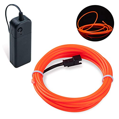COVVY Wasserdicht Flexibel 3M 9 FT Neon Beleuchtung Lichtschlauch Leuchtschnur EL Kabel Wire mit 3 Modis für Disco Party Kinder Halloween Kostüm Kleidung Weihnachtsfeiern (Orange, 3M)