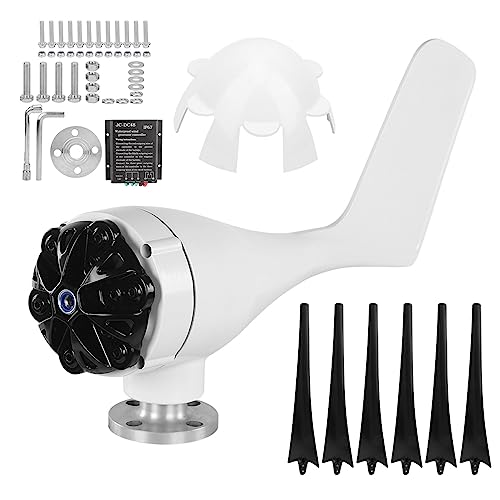 Professionelles Windturbinen-Kit, 1600 W 6-Blatt-Windgenerator, 2,0 m/s Windmühle mit niedriger Startwindgeschwindigkeit für Heimwerker im Freien(48V-Schwarz)