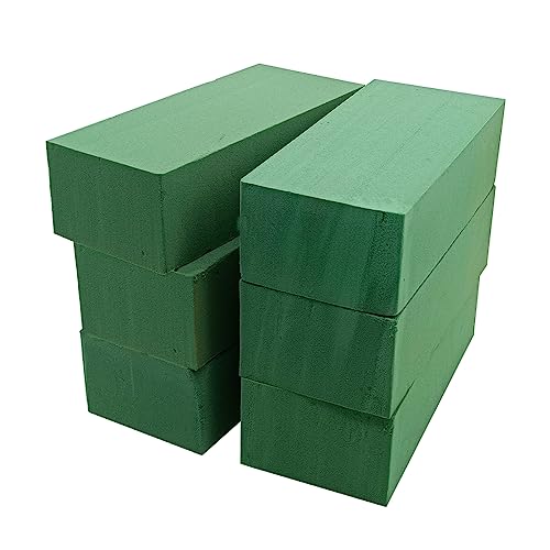 Worown 6 Stück 22.5 x 10.5 x 7 cm Grün Steckschaum, Steckmasse für Frischblumen, Blumensteckschaum für Hochzeits-, Ausstellungsraum- und Gartendekorationen