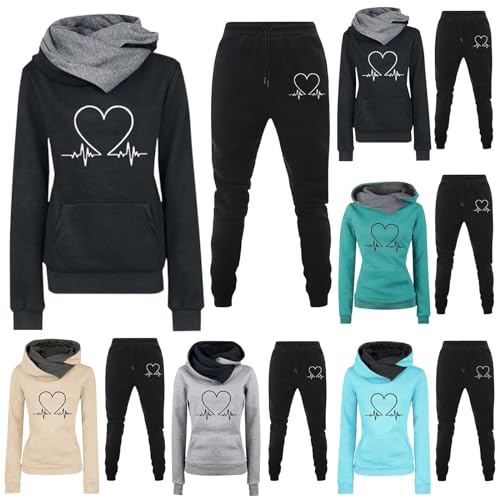 Zweiteiler Damen Jogginganzug Set - Sportkleidung Frauen - Streatwear Trainingsanzüge für Damen - Weich Stretch Warm Bequem Workout Set Elegant Leicht Tracksuit Zweiteiliges Outfit Hoodies & Jogger