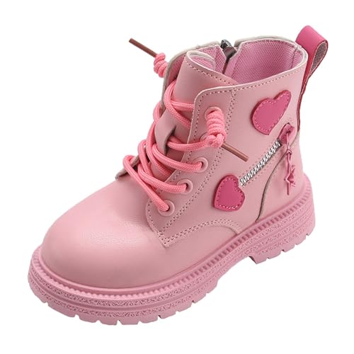 Winterstiefel Mädchen Warm Winterschuhe Reißverschluss Winterboots Wasserdicht Gefüttert Schnürstiefel Kinder Bequeme Rutschfeste Short Stiefel Ankle Boots Outdoor Schnürboots Kinderstiefel