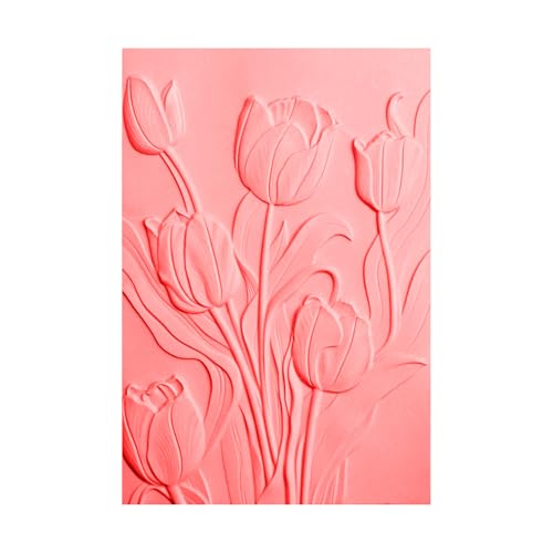Tulpe 3D-Prägeschablone für Kartenherstellung, DIY, Scrapbooking, Blüte, Tulpe, Blume, klare Kunststoff-Textur, verblasst, Prägeschablone für Scrapbooking, Papierbasteln, Kunstbedarf, handgemachtes