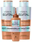 L'Oréal Paris Fiber Booster Anti-Haarverlust Routine für kurzes Haar, 2x Shampoo & Serum für volleres Haar, Gegen Haarausfall, Weniger Haarbruch, Gegen Haarverlust, Elvital, für Männer und Frauen