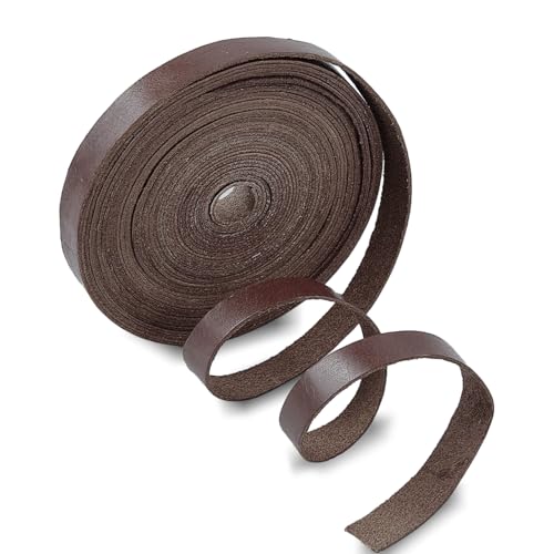 Flaches Lederband, 10 m x 10 mm Weiches Lederband, Lederriemen Flach, Lederbänder Flach für Armbänder Halskette Schmuckherstellung Stiefelspitze DIY Handwerk Werkzeugwerkstatt, Braun