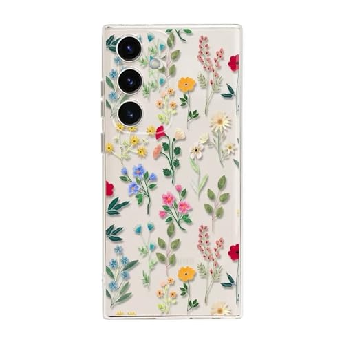 Rnrieyta Miagon Kreativ Blume Hülle für Samsung Galaxy S22 Plus,Schmetterling Blätter Blumen Flower Serie Schutzhülle Transparentes Weich TPU Cover Dünne Kratzfeste Silikon Gel