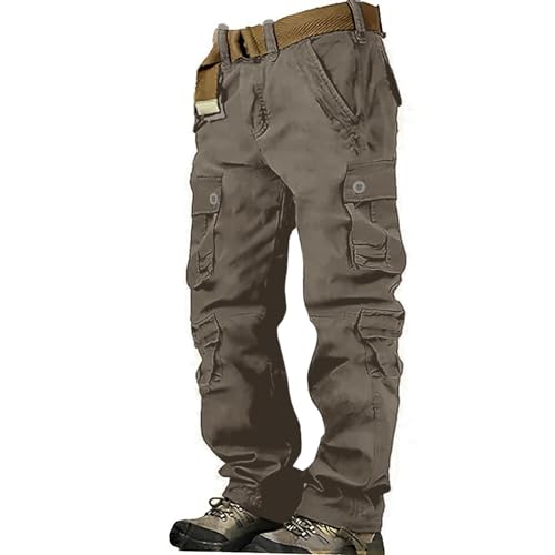 Generisch Herren Cargohose mit Gürtel Cargo Hose Freizeithose Wanderhose Trekkinghose Outdoorhose Arbeitshose GrüN Hose Herren Weit Baumwoll Arbeitshosen Maenner