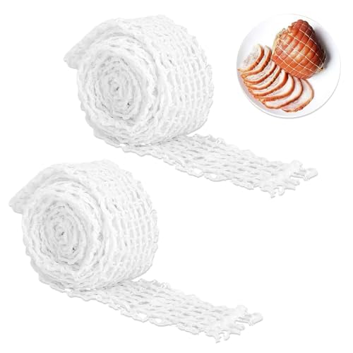 2 Rollen Fleischnetz Für Rollbraten Netz, Schinkennetz Rollbratennetz Bratennetz Räuchernetz Schinken Netz Baumwollfaden Rouladennetz Elastisch Baumwoll Netz Zum Aufbewahren Braten Aufhängen (200CM)