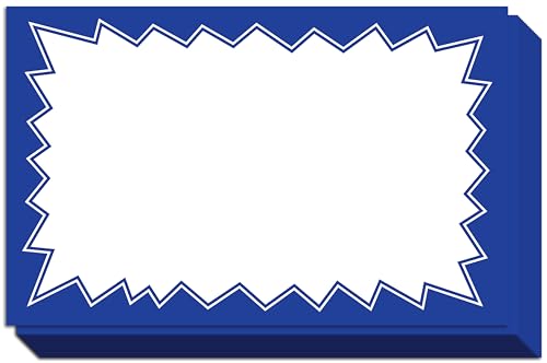 Verkaufsschilder für Einzelhandelsgeschäfte, 8,9 x 14 cm, blaue Starburst-Papierkarte, Preisschilder für Hofverkauf, Garagenverkauf, 50 Stück
