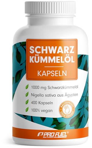 Schwarzkümmelöl Kapseln 400x VEGAN, 1000mg ägyptisches Schwarzkümmelöl Tag pro Tag, WICHTIG: Vegane Kapselhülle OHNE Gelatine!, natürliches Vitamin E, laborgeprüft & zertifiziert, Vorrat für 200 Tage