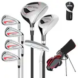 XDriveMax Komplettes Golfschläger Set Herren,8 Teilige Golf Set rechtshändig,Inklusive Stand Bag mit Regenhaube,3# Fairway Wood mit Head Covers, 5# Hybrid, 5#, 7#, 9# S# Eisen und Putter