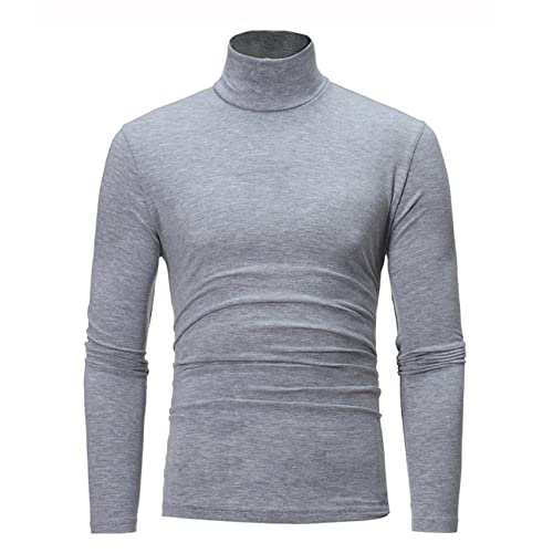 Rollkragenpullover FüR Herren Einfarbig Schlank Elastisch DüNn Pullover Herren FrüHling Herbst Rollkragenpullover Herren Strick Langarm T-Shirt