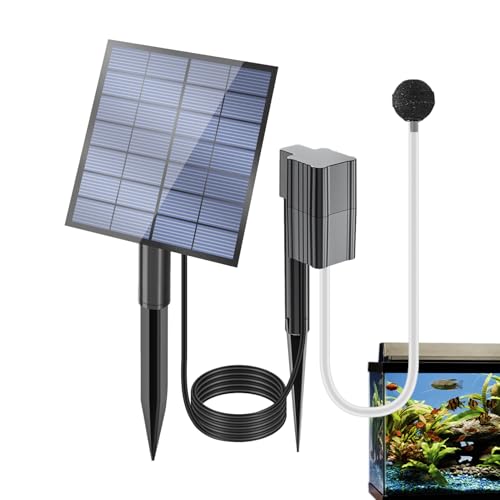 Qizeroty Teichbelastung Solar Angetrieben, Solarteichluftpumpe Für Outdoor Fischteiche, Einstellbare Solarluftpumpe Fischtankbelüter Für Teichfischtankfischerei Wasserhändler Aquarium Aquarium