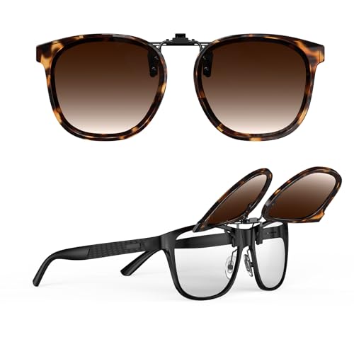 Goiteia Übergroße Sonnenbrille zum Anklippen über verschreibungspflichtigen Brillen, für Damen und Herren, modisches gerahmtes Design zum diskreten Verbergen Ihrer Brille, einfach an- und auszuziehen
