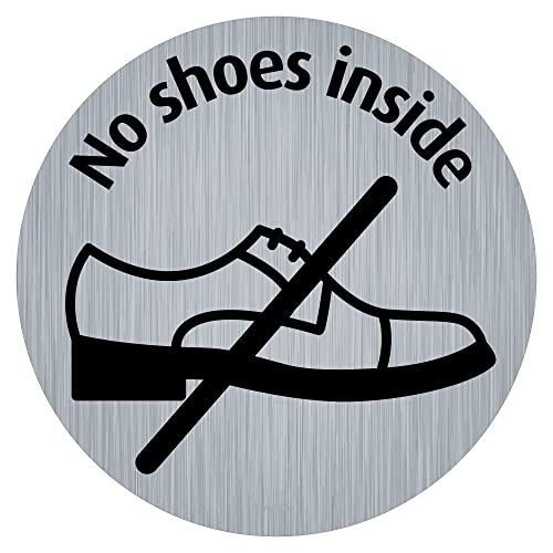 immi Piktogramm Aufkleber, Edelstahl-Optik, 9,5cmØ (No shoes inside)