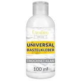 Creative Deco Bastelkleber Universal PVA Kinder 100ml Basteln Kleber für Papier Holz Glas | Flüssigkleber Leder, Keramik, Filz | Leim Trocknet Klar Transparent | Bastelleim Ungiftig Schnell Trocknend