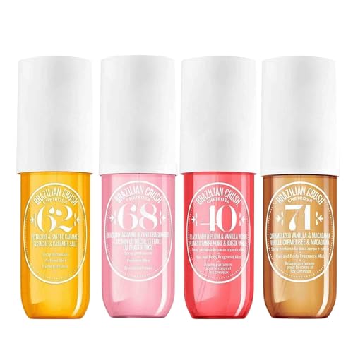 4PC Brazilian Parfum, Janeiro Bodyspray, Body Splash für Frauen, Lang Anhaltender Duftspray, Eau de Toilette, Feuchtigkeitsspendende Befeuchtet die Haut, Haar und Körperduftnebel