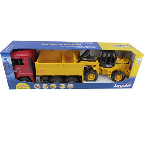 bruder 02752 - Man TGA Kipplastwagen mit Gelenkradlader FR130 - 1:16 Fahrzeug, LKW, Lastwagen, Muldenkipper, Radlader, Lader, Baufahrzeug, Baustelle
