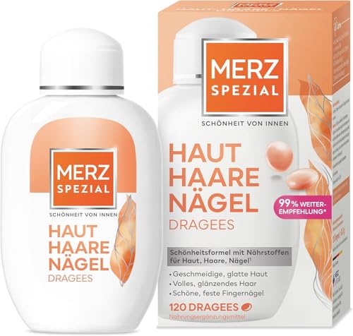 Merz Spezial Haut Haare Nägel Dragees – Nahrungsergänzungsmittel mit 13 Mikro-Nährstoffen für strahlende Haut, glänzendes Haar und feste Fingernägel – 1 x 120 Dragees