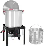 GarveeLife 60 QT Meeresfrüchte-Kochtopf, Truthahn-Fritteuse und Fischfritteuse, Kombi-Set mit Dampf-/Kochkorb und Sieb, 10 PSI Regler, 110.000 BTU Propangas-Jet-Brenner und Hebehaken, ideal zum Kochen