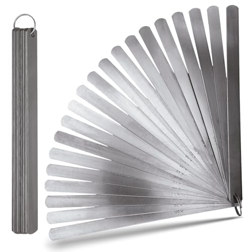 MIB Präzisions-Fühlerlehren am Ring 200mm/20 Blatt | Werkzeug aus gehärtetem Federstahl | Fühlerlehre Ventilspiel | Spaltmaßlehre für KFZ, Maschinen- & Getriebebau | Zündkerzenlehre | Breite 12,7 mm