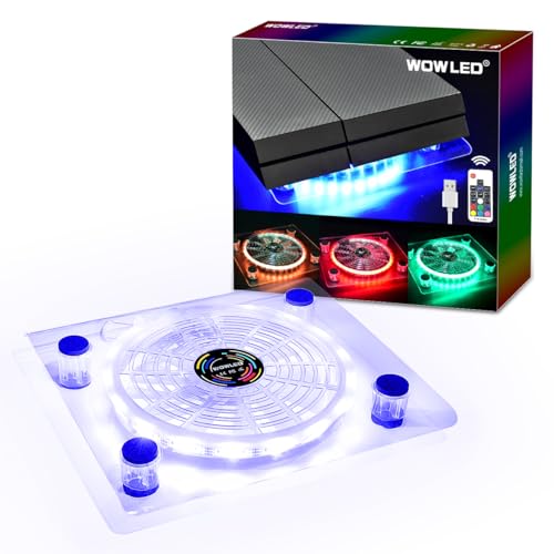 WOWLED USB RGB LED PS4 Kühler Kühlung Fan Pad Stand Zubehör mit Wireless Remote Controller für PS4 Playstation 4 Xbox One Konsolen Laptop Notebook ps4 lüfter kühler standfuß