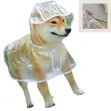 Regenjacke Hund,transparent PVC Hunderegenmantel,Regenmantel Hund Haustier-Regenmantel mit Kapuze,leicht Regenmantel,für kleine, mittelgroße Hunde,Zurück Lange 36cm