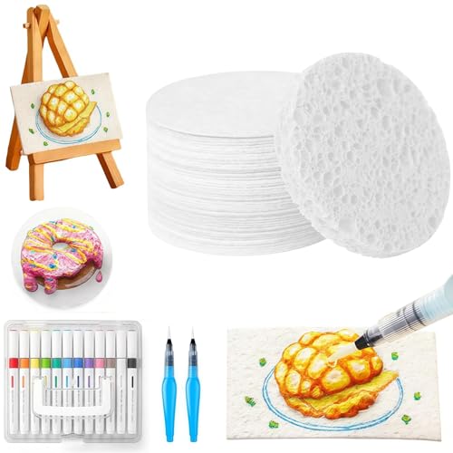 JIABAOZ Magic Puffy Paint, 3D Drawing Magic Canvas Sponge, Foam Texture Painting Paper, Puffy Popcorn Drawing Pens Colors for Kids Children Handmade DIY (Round Set)