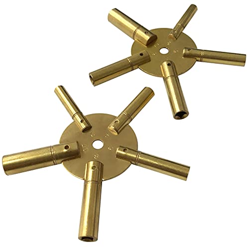 Set of 2 Clock Winding Keys Brass Spider Star Pair - ODD and Even by Jewellers Tools