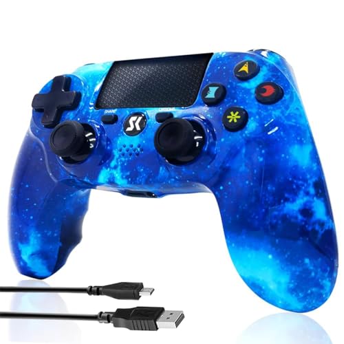 CHENGDAO Wireless Controller für PS4, RoyaBlue-Stil Hochleistungs-Doppel Vibrations Controller Kompatibel mit Playstation 4 /Pro/Slim/PC mit empfindlichem Touchpad, Audiofunktion, Mini-LED-Anzeige