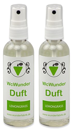 WcWunder WC Pure Toilettenduft, Toilettenparfüm, Geruchsblocker PET-Flasche (Lemongras, 2 x 100ml)