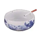 Aschenbecher für Zigaretten Europäischer Retro-Wohnzimmeraschenbecher Aus Blauer Und Weißer Keramik Boutique Großer Praktischer Aschenbecher Aus Keramik Stilvoller, Runder Aschenbecher for Die Persönl