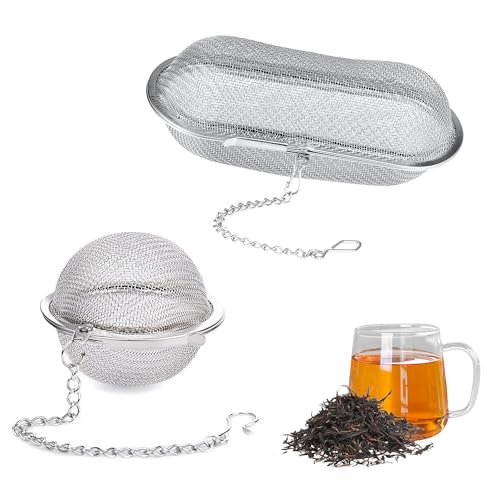 2 Stück Teefilter, Gewürzsieb, aus Edelstahl, wiederverwendbar, Gewürzsieb, Gewürzsieb, für die Zubereitung von Tee zu Hause, für die Gastronomie und die Küche
