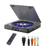 Gueray DVD Player für TV Alle Region Freier Tragbarer Mini DVD CD Player mit HD 1080P HDMI/AV USB/3.5MM AUX Port, einschließlich Fernbedienung, HDMI AV Kabel (Schwarz)