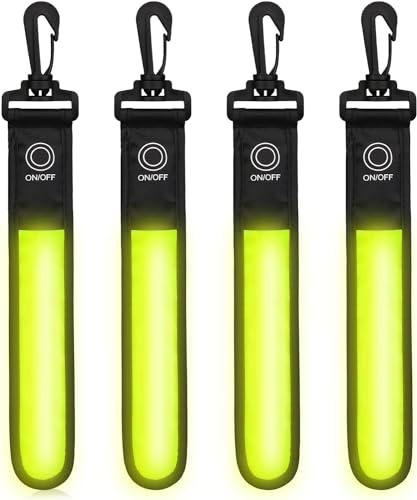 GOMETY 4 Stück LED Blinklicht Reflektierende Anhänger, 3 Modi LED Kinder Sicherheitslicht, Reflektierende Lichtband Reflektor Anhänger für Schulranzen, Rucksack, Wandern, Laufen (Gelb)