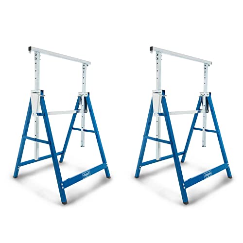 Scheppach Teleskop-Arbeitsbock TUG200 Untergestell (2 Stück) | Max. Belastbarkeit 200 kg | Min. / max. Arbeitshöhe 800-1300 mm | Auflagebalken 680 mm | Standfläche 580 x 580 mm