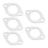 JNNJ 5 Stück Rohr Auspuff Flansch Dichtung, Auspuffdichtung Auspuffrohr Metalldichtung, Auspuffkrümmer Fallrohr Krümmer Flansch-Dichtung 2 Bolzen(63-64mm)