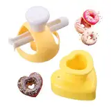 2 Stück Donut-Formen Mit Dip-Zange, Hohle Brotform, Herzstempel, Backwerkzeuge Für Zuhause, Donut-Formschneider, Hohle Gebäckform