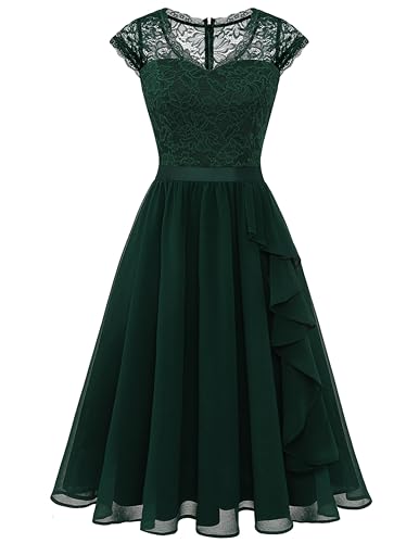 Wedtrend Cocktail Kleider für Damen Sommer Kleider Luftig Knielang Brautkleider Hochzeitskleider WT0212 DarkGreen 3XL