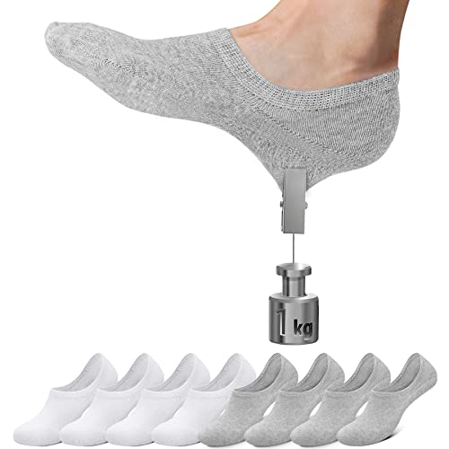 Falechay Füßlinge Damen Sneaker Socken Herren Sneakersocken Fusslinge Frauen 8 Paar Invisible weiß grau 39-42