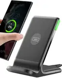 INIU Wireless Charger Stand, 15W Qi Zertifiziert Induktive Ladestation Schnelles Kabelloses Ladegerät Handy Ständer handyhalterung für iPhone 16 15 14 13 12 Pro Max Xr Xs Samsung Galaxy S23 S22 Google