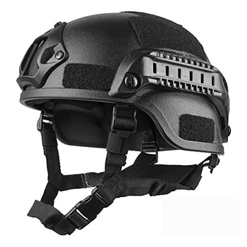 Taktischer Helm, schneller Helm gepolstert 22.05-23.62inch kostenlose Größe Airsoft Helm Universal Paintball Helm Einstellbarer Seitenschiene NVG Mount Protective Bump Helm für die Jagd schwarz