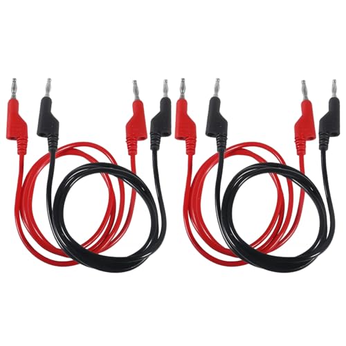 ALAMSCN 4 Stück Multimeter Messleitungen 4mm Bananenstecker Kabel Bananenstecker-Prüfkabel für Strommessgeräte Multimeter Spannungsprüfer, 3,3ft/1m Rot und Schwarz