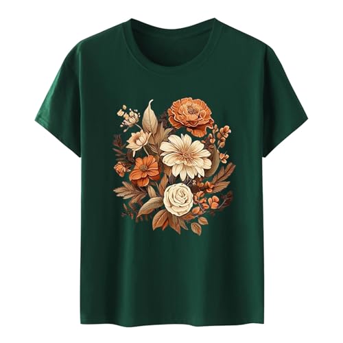 Tshirt Teenager Mädchen, Damen Oberteile Sexy, Tee Shirt Kurzarm Rundhalsausschnitt Sommershirt Basic Bedrucken Tops Beiläufig Baggy Blusen Luftige Komfort Longbluse Vielseitig Strandurlaub