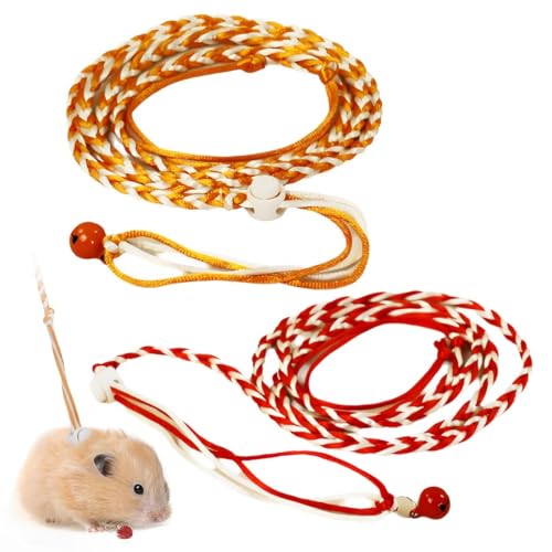 CPJJ 2 Stück hamster leine,leinen für haustiere,Nylon-Haustierleine, Gehseil mit Glocke, 2 m