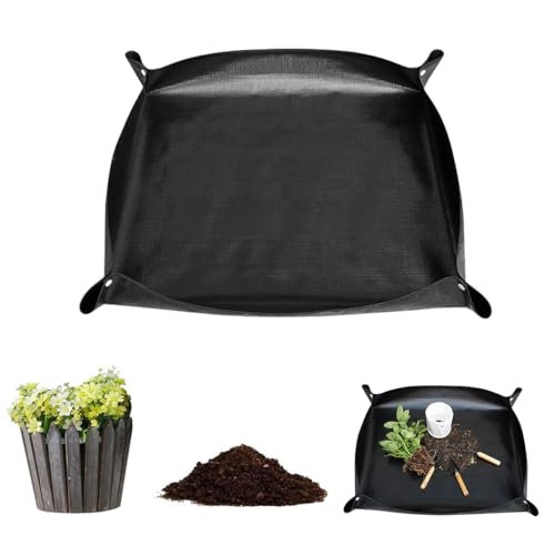 Pflanzmatte 100x100 cm,Wasserdichte Pflanzenmatte Gartenmatte,Pflanzunterlage Faltbar,Pflanzen Umtopfmatte Groß,Gartenpflanzmatte Schwarz Umpflanzmatte für Umtopf,Sämling,Bodenwechsel,Beschneiden