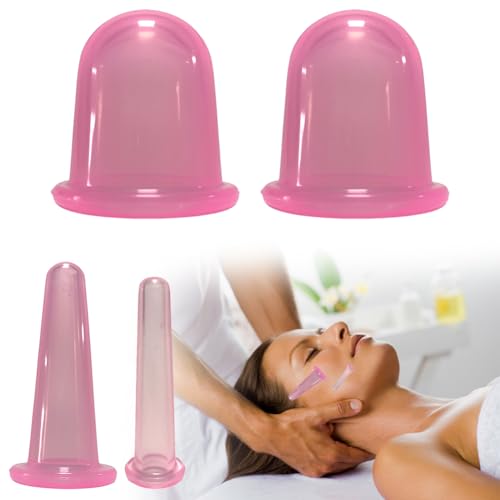 Schröpfgläser Silikon,4 Stück Schröpfen Silikon,Saugglocke Massage Tools,Schröpfgläser Therapieset,Vakuum Saugnapf,Schröpfkopf für Gesicht Hals Körper Augen Schröpfen Massage