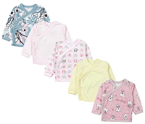 TupTam Baby Mädchen Langarm Wickelshirt Baumwolle 5er Set, Farbe: Mehrfarbig 10, Größe: 50