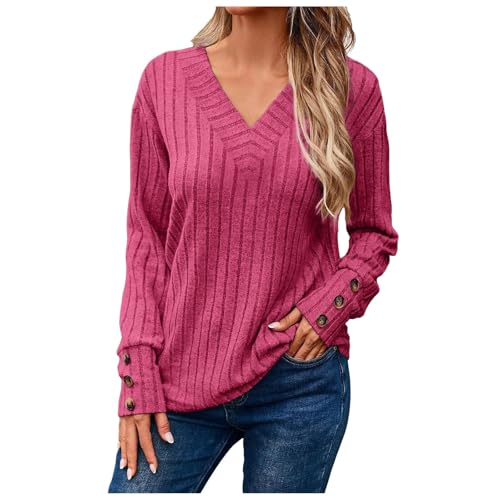 Generisch Pullover Damen Herbst Langarm Pullover Damen Casual Strickpullover Winter Rundhals Lose Pulli Pullover Damen Winter Strick Rollkragenpullover Damen